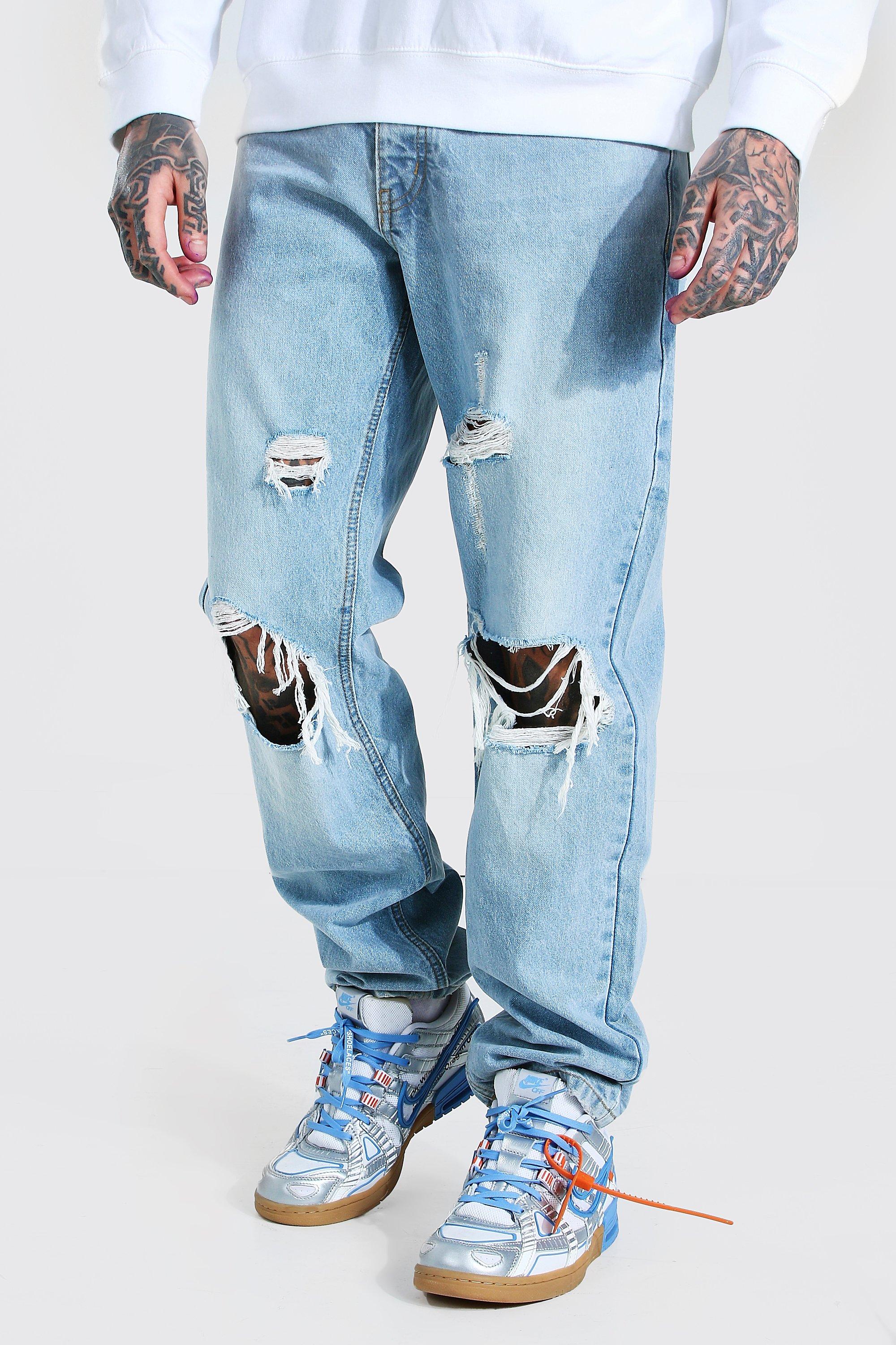 Loose fit ripped sales jeans